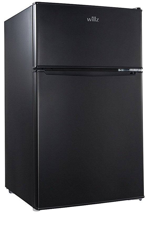 Willz WL31TBK 3.1 cu.ft. Refrigerator Dual Door True Freezer, Black