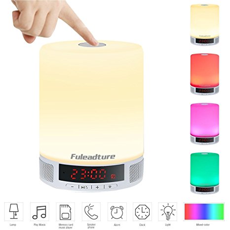 LED Bluetooth Speaker, Fuleadture All-in-1 Wireless Speakers with LED Table Lamp, Alarm Clock, Hands-Free Speakerphone with Mic, Support TF Card for Smartphones and All Audio Enabled Devices