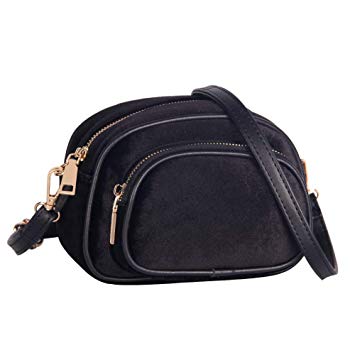 JUMENG Velvet Fanny Pack for Women Stylish Belt Bag Shoulder Bag Large Capacity