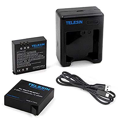 TELESIN USB Dual Battery Charger For Xiaomi Yi 4K Sport Action Camera 2