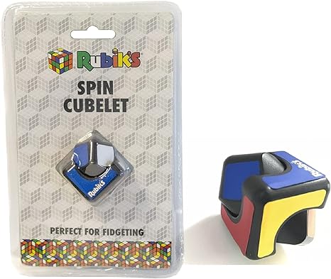 Rubik's Spin Cubelet, 2" Fidget EDC Toy For Home or Travel, High Speed Bearing, Fast Fidgeting Spinner To Improve Focus, Relieve Stress and Anxiety, Pocket-Size Compact Hobby Gift for Adult &  14 Kids