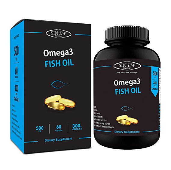 Sinew Nutrition Omega 3 Fish Oil 500mg (150EPA & 100DHA), 60 Softgels
