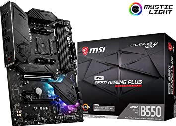 MSI MPG B550 Gaming Plus Gaming Motherboard (AMD AM4, DDR4, PCIe 4.0, SATA 6Gb/s, M.2, USB 3.2 Gen 2, HDMI/DP, ATX)