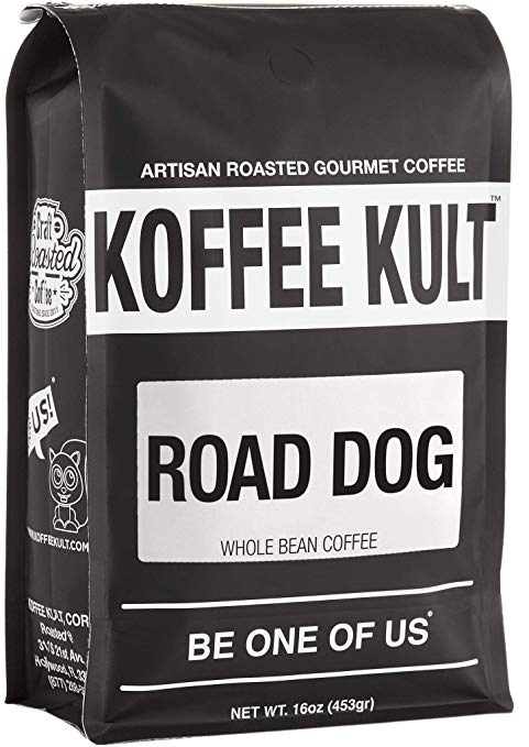 Dark Roast, Whole Bean Colombian Coffee - Koffee Kult’s Award-Winning “Road Dog” Blend - 16 oz Full Body Arabica Coffee Beans - Rich, Sweet, Cocoa Finish - Fresh Roasted and Hand-Crafted by Artisans