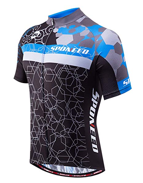 sponeed Men's Cycling Jerseys Tops Biking Shirts Short Bike Clothing Full Zip Bicycle Jacket With Pockets