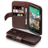 Terrapin Leather Wallet Case with Card Slots and Bill Compartment for HTC One M8 Genuine Leather - Brown