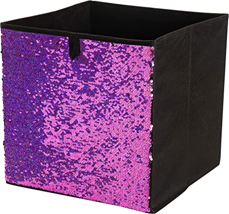 Organize It All Collapsible Fabric Sequin Storage Cube Bin (Pink to Black)