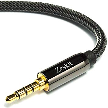 Zeskit 4' Premium Audio Cable - 3.5mm, Braided Nylon Stereo Audio Cable (Male to Male)