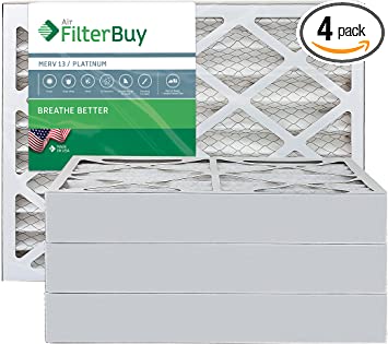 FilterBuy 16x24x4 MERV 13 Pleated AC Furnace Air Filter, (Pack of 4 Filters), 16x24x4 – Platinum