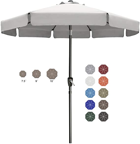 ABCCANOPY 10FT Patio Umbrella Outdoor Table Umbrella with 8 Sturdy Ribs Beach Umbrella for Sand and Outdoor Activities(Light Gray)