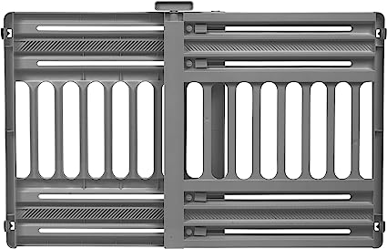 IRIS USA 24"-39" Portable Expandable Pet Gate, Adjustable Pet Barrier for Puppy Small to Medium Dogs Fits Most Doorways Easy Twist-to-Lock Feature Heavy-Duty Molded Plastic 25" Tall, Gray