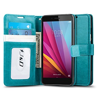 Huawei Honor 5X Case, J&D [Wallet Stand] Huawei Honor 5X Wallet Case Heavy Duty Protective Shock Resistant Case for Honor 5X - Aqua