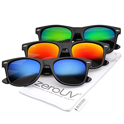 zeroUV - Retro Colored Mirror Polarized Lens Square Horn Rimmed Sunglasses 55mm