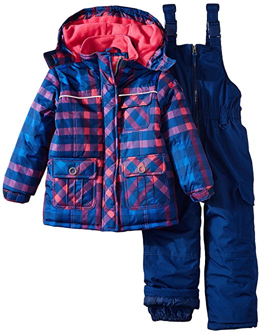 Rugged Bear Girls' Snowsuit with Plaid Coat