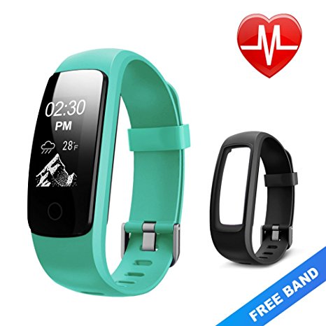 Fitness Tracker Heart Rate, Letsfit Bluetooth Activity Tracker Watch with Full Touch Screen, Sleep Tracker Calorie Counter Pedometer Watch with Replacement Band for Android & IOS