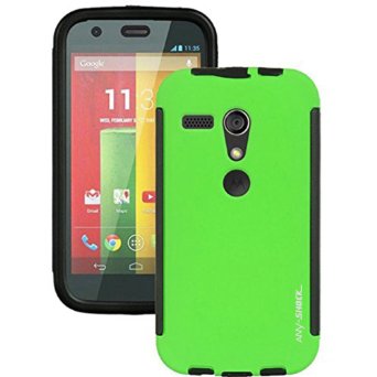 MOTO G Case,AnyShock Durable Full Body Protection Hybrid Case With Built-In Screen Protector for Motorola MOTO G (1st Generation Only) / Motorola DVX (Green)