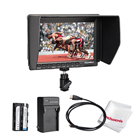 Feelworld FW74K 7 Inch Ultra HD 1280x800 IPS Screen Camera Field Monitor Supports 4K UHD 3840*2160p(29.97/25/23.98) for Panasonic GH4 SONYA7S SONYFS7, comes with Battery Kit