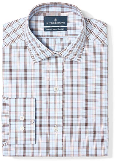 Amazon Brand - BUTTONED DOWN Men's Classic Fit Plaid Dress Shirt, Supima Cotton Non-Iron