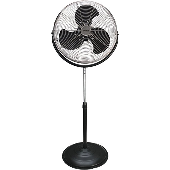 Optimus F-4184 18-Inch Industrial Grade High Velocity Stand Fan, Black with Chrome Grill (2-Pack)