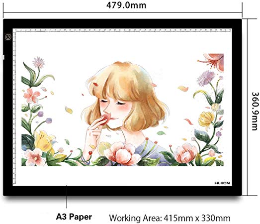 HUION A3 LED Touch ADJUSTABLE Illumination Lightbox Lightpad for Craft Design Photo or Tracing