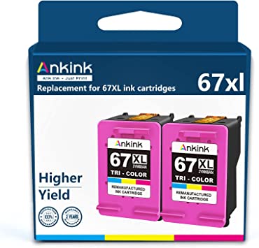 Ankink 67XL Color Ink Cartridge HP67 HP 67 XL for Deskjet 2700 2700e 2752 2752e 2742e 2755 2755e 4100 4100e 4152e 4155 4155e Envy 6000 6055e 6055 6400 6458 6458e 6452 6455 6455e Printer HP67XL