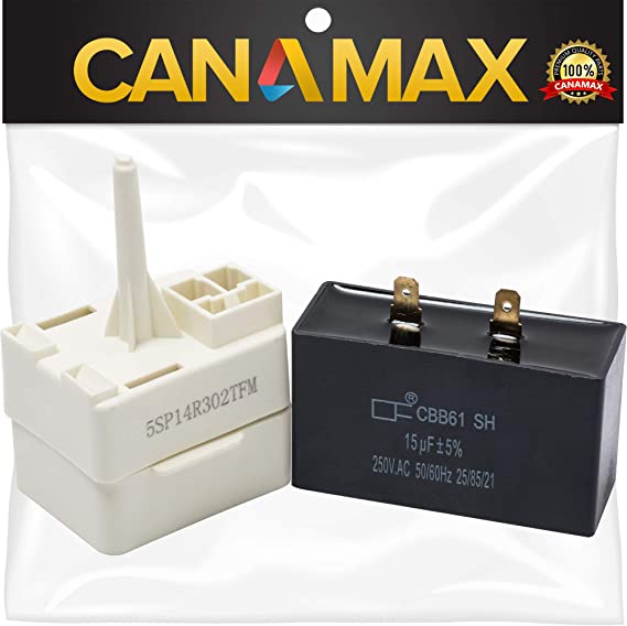 W10613606 Refrigerator Compressor Start Relay and Capacitor Premium Replacement Part by Canamax - Compatible with Whirlpool KitchenAid Kenmore Refrigerators - Replaces W10416065, PS8746522, 67003186