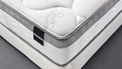 Oliver Smith - Organic Cotton - 10 Inch - Perfect Sleep - Comfort Plush Euro Pillow Top - Cool Memory Foam & Pocket Spring Mattress - Green Foam Certified - Twin