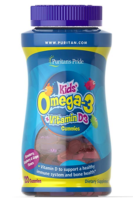 Puritan's Pride Children's Omega 3, DHA & D3 Gummies-120 Gummies