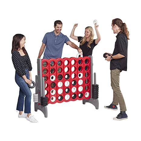 ECR4Kids Jumbo 4-to-Score Giant Game Set - Oversized 4-in-A-Row Fun for Kids, Adults and Families - Indoors/Outdoor Yard Play - 4 Feet Tall - Red and Gray