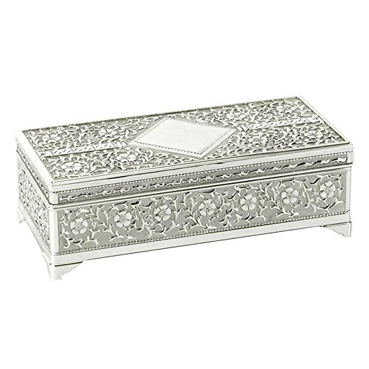 Juliana Silver Plated Trinket Box Antique Finish - Boxed and with Pouch