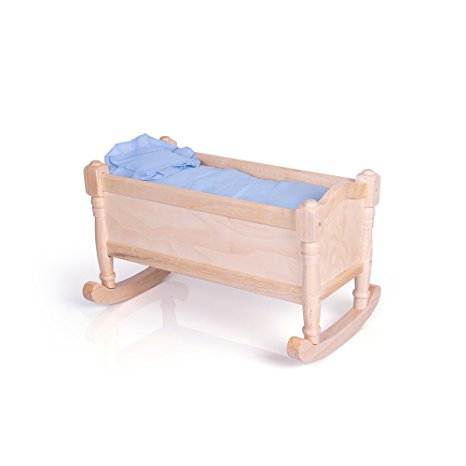 Guidecraft Natural Wooden Doll Cradle - Fits 18" American Girl Dolls 98112