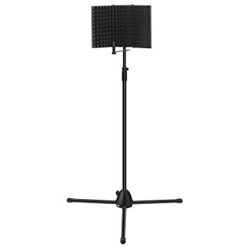 TONOR Microphone Isolation Shield and Stand Kit with Absorbing Cotton Insulation, Tripod Adjustable Stand, Microphone Studio Recording Accessories for Vocal Acoustic Recording and Podcasting, Black