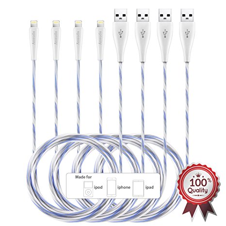 iPhone Cords [2 PACK 5FT 2 PACK 3FT] Lightning Charging Cable to Ansuda USB Charge Data lines for iPhone 7 / 7 Plus / 6s / 6s Plus / 6 / 6 Plus / 5 / 5s / 5c iPad mini /Air /Pro iPod touch (White)