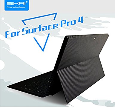 Microsoft Surface PRO 4 skin Carbon Fiber Full Body Skin Full Body Protector Protective Skin Decal for Microsoft Surface pro 4 Carbon Fiber Skin (Black)