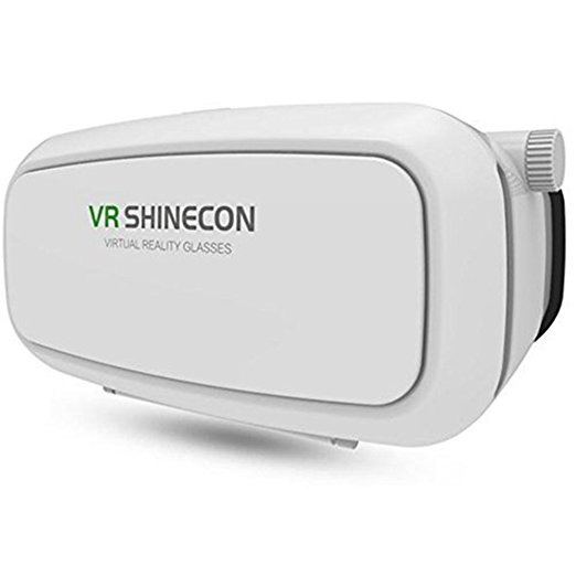 Next SainSonic VR SHINECON Virtual Reality Headset 3D VR Glasses for Android & Apple Smartphones within 6 Inch, ideal for 3d Videos Movies Games (White)VR002