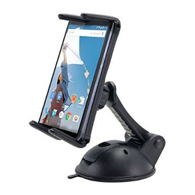 High Grade Car Dash Mount Holder / Windshield 360 Degree Cradle Mount for Motorola Moto X, G, E Google Nexus 5X, 6, 6P and Droid Turbo Mobile Phones and More (Accommodates Skins, Bumpers or Rugged Cases)
