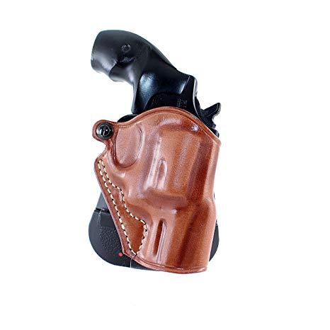 Leather Revolver Paddle Holster (OWB) with Open TOP for S&W J Frame 2'',36,442,649 Bodyguard R/H & L/H, Brown Color #1056#