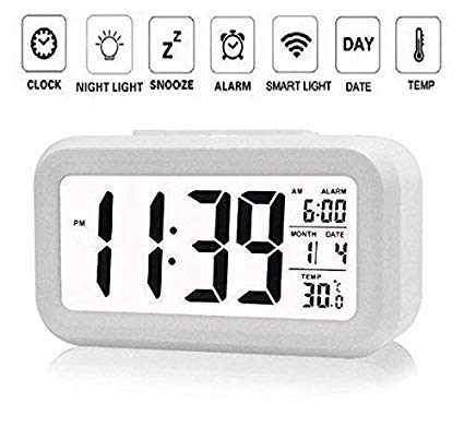 Wazdorf Digital Smart Backlight Alarm Clock with Automatic Sensor,Date & Temperature , alarm clocks for bedroom , digital clock for home , digital clock with alarm , alarm clocks for students , digital clock for table
