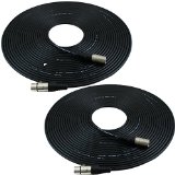 GLS Audio 50ft Mic Cable Patch Cords - XLR Male to XLR Female Black Microphone Cables - 50 Balanced Mike Snake Cord - 2 PACK