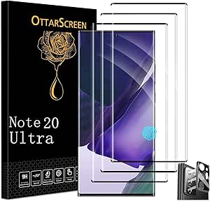 Galaxy Note 20 Ultra Screen Protector, 3 Pack Tempered Glass Screen Protector, 1 Pack Camera Lens Protector, 9H Hardness Tempered Glass Screen Protector for Samsung Galaxy Note 20 Ultra【3 1 Pack 】