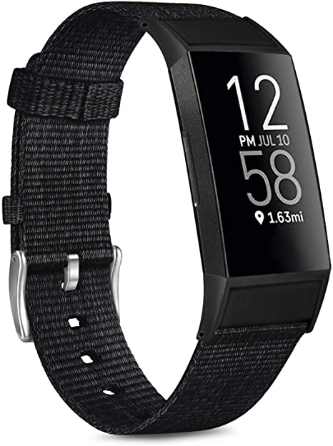 Vancle Woven Bands Compatible with Fitbit Charge 3 Bands and Fitbit Charge 4 Bands, Soft Woven Fabric Replacement Accessory Strap for Charge 4 Charge 3 Charge 3 SE Fitness Activity Tracker Men Women