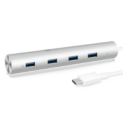 1byone 7-Port USB C to USB 3.0 Aluminum Hub with BC 1.2 Charging Port, Built-in 1.3 Feet Cable & 5V 3A Power Adapter, for New MacBook, ChromeBook Pixel and More USB Type C Devices