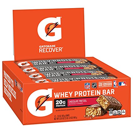 Gatorade Whey Protein Recover Bars, Chocolate Pretzel, 12 Count