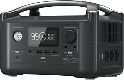 EF ECOFLOW River 288Wh Portable Power Station,3 x 600W(Peak 1200W) AC Outlets & LED Flashlight, Fast Charging Silent Solar Generator (Solar Panel Optional) for Emergencies Home Outdoor Camping RV