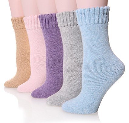 ProEtrade Women Super Thick Winter Socks – 5 Pairs Warm Socks with Mixed Colors