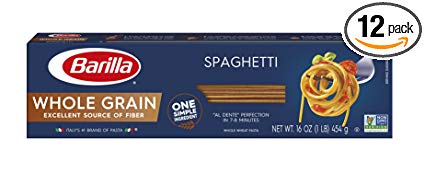 Barilla Whole Grain Pasta, Spaghetti, 16 Ounce (Pack of 12)