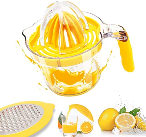 Citrus Juicer, Lemon Orange Juicer Manual Hand Squeezer Built-in Measuring Cup, Anti-Slip Silicone Handle And Egg Separator 20OZ