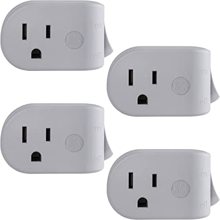 GE Grounded On/Off Power Switch, 4 Pack, Plug-in, Energy Efficient, Space Saving Design, Gray, 47944