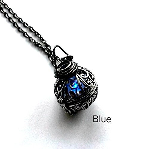 Light Up Necklace Blue Magical glowing battery operated LED Handmade Gift by Aunt Matilda's Jewelry Box