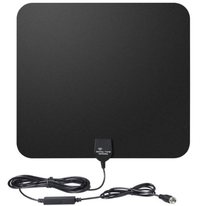 TV Antenna, Amplified HDTV Antenna, Foxcesd 50 Mile Range Amplified Indoor HDTV Antenna - Receive HD Television Signals for Free